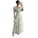 Summer Ruffled Sleeve Print Slim Fit Elegant Dress Women's Clothing European American Style Cross Border Trade New Arrival 2025_ecoleips.com