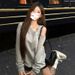 Women's Foreign Trade Off-shoulder Sweatshirt With Diagonal Collar, Autumn Winter, Fleece-lined And Thickened, 2024 New_ecoleips.com