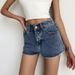 Women's Clothing Summer Solid Color High Waist Slim And Long Legs Cut Edge Old Raw Edge Denim Shorts Women's Pants_ecoleips.com