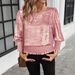 Women's Round Neck Short Sleeve Pullover T-Shirt Gold Foil Hem_ecoleips.com