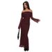 Women's Elegant Slim Mesh See through off Shoulder Dress Solid Color European American Fashion New Summer 2025_ecoleips.com