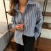 Verve 2025 Autumn Winter New Long Sleeve Cardigan Jacket Women Striped Shirt Women's Fashion_ecoleips.com