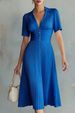 Women's Polo Collar Long Sleeve Dress Chiffon Top Pleated_ecoleips.com