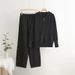 Autumn And Winter New Hooded Knitted Cardigan Jacket Wide Leg Pants Two Piece Temperament Suit For Women_ecoleips.com