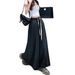 Stretch Waist A-Line Denim Skirt For Women – Relaxed Fit & Flowy Hem (S-XXL) | Casual Long Skirt With Drawstring_ecoleips.com