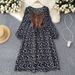Tiered Ruffle Dress – Floral Print Wrap Design With Puff Sleeves (One-Size Fits Most) 3d Floral Depth_ecoleips.com