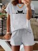 Women’s 2 Piece Outfit Set – Oversized Graphic T-Shirt And Biker Shorts Matching Set, Casual Summer Lounge Tracksuit For Daily Wear-299_ecoleips.com