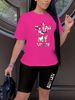 Summer Women's Casual Fashion Letter Print Loose T-shirt+shorts Two-piece Sportswear Suitable For Daily Wear-54_ecoleips.com