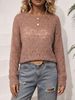 Women Lightweight Breathable Hollow Leaf Knit Sweater Boat Neck Oversized Loose Long Sleeve Sheer Knit Blouse_ecoleips.com