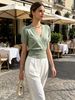 Thin Pit Textured Knit Top, Airy Short Sleeve Top_ecoleips.com