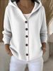 K Button Knit Hooded Sweater Cardigan Jacket New Solid Color Casual Fashion Women's Clothing_ecoleips.com