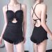 Women's Slimming One Piece Swimsuit Korean Style Ruffled Solid Color Sexy Beautiful Back Design For Vacation Professional Instagram Style_ecoleips.com
