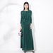Verve Pleated Fashionable Elegant Women's Unique Sunflower Design Top High Waist Long Skirt Two-Piece Set_ecoleips.com