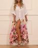 Women's Clothing Positioning Printed Short Sleeved Long Irregular Shirt Dress_ecoleips.com