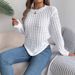 Women's Clothing Casual Solid Color Cable Knit Pullover Sweater With Lantern Sleeves For Autumn And Winter Regular Fit England Style Fashion_ecoleips.com