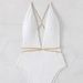 Women's Clothing European American Style Women's One Piece Swimsuit Solid Color Backless Deep V Neck Tie Up Sexy Beach Swimwear Fashionable_ecoleips.com