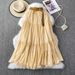 Women's High-Waisted A-Line Midi Skirt | Flowy Tiered Ruffle Hem Summer Skirt For Petite To Regular Sizes, Casual Elegance_ecoleips.com