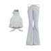 High Waisted Denim Two Piece Set Rhinestone Embellished American Style Spring Autumn Heavy Duty Women's Clothing_ecoleips.com