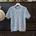 Women's Clothing Sweet And Age Reducing Love Hollow Round Neck Short Sleeved Knitted Sweater Summer New Loose Pullover Slightly Transparent Tops_ecoleips.com