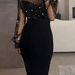 Women's Clothing Fashion Trend Mesh Beaded Long Sleeved Dress Hip Evening Dress_ecoleips.com
