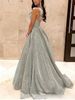 European And American New Tube Top Shiny Long Swing A Line Slimming Evening Dress_ecoleips.com