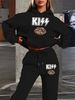 Women's Autumn And Winter Casual Fashion KISS Leopard Print Lip Print Thick Velvet Warm Hooded Sweatshirt+sports Pants Set-718_ecoleips.com