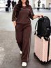 Women's Spring/Summer Short Sleeve Two Piece Set Fashion Trendy Casual Spot Goods_ecoleips.com