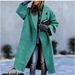 Long Woolen Coat Color Temperament Commuting Belt-free Lapel Loose Type_ecoleips.com