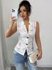 European And American 2025 New Sexy Mature Hollow Chest Jacquard Design Perspective Lapel Tight Lace Cardigan_ecoleips.com
