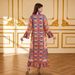 Women's Long Sleeved V Neck Robe Dress Ethnic Print Suitable for Everyday Wear Festivals And Parties Muslim Fashion_ecoleips.com