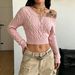 Off The Shoulder Cable Knit Sweater Short Crop Top Slim Fit Hot Girl Women's Clothing_ecoleips.com