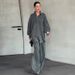 Spring Autumn 2027 Fashion European-USA Style Women Lapel Single-Breasted Long Sleeve Shirt + Lace-Up Pants Denim Two-Piece Casual Sets XS-3XL_ecoleips.com