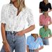 Elegant Women's Lace Blouse Fluted Sleeves Breathable Button-Up Shirt Casual Top for Women_ecoleips.com