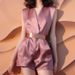 Summer Pink Satin Jumpsuit Shorts Suit Women Unique Super Good Looking Qianjinfeng One Piece Jumpsuit_ecoleips.com