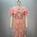 Women's Clothing New Pink Fashion Design Halter Neck Hollow Ruffled One Shoulder Feather Sequins Beaded Diamond Evening Dress_ecoleips.com