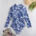 Women's Clothing New Blue Print Sexy Triangle One Piece Swimsuit Round Neck Racing Zipper Surfing Suit_ecoleips.com