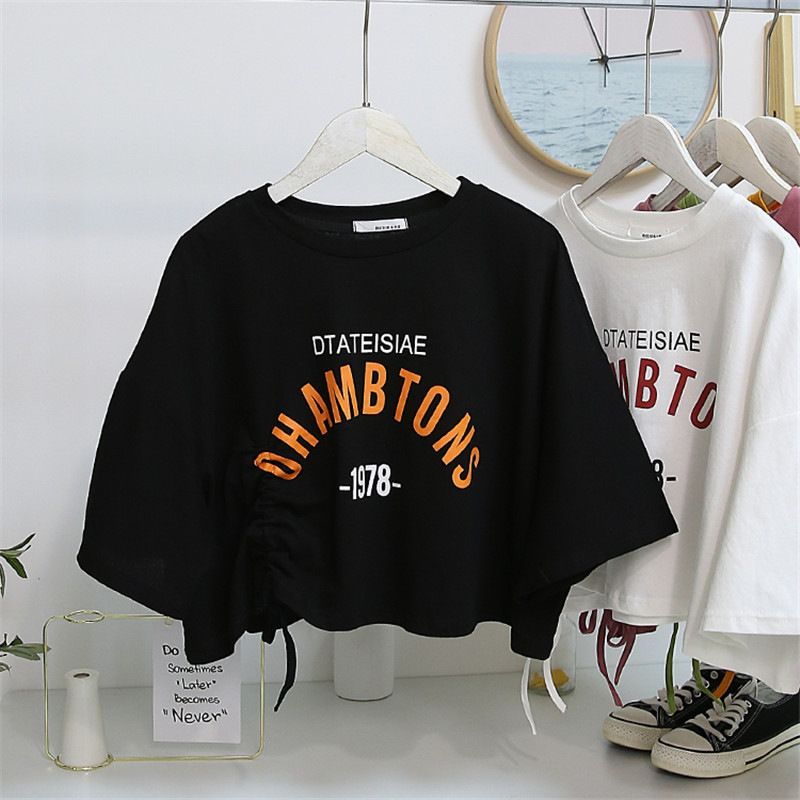 Summer Chic Short-Sleeved Top With Drawstring, Feminine Design And Stylish Short-Sleeve T-Shirt For Women_ecoleips.com