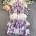French-Inspired Floral Print Wrap Dress - Elegant Lantern Sleeve Maxi Dress For Women (S-XXL)_ecoleips.com