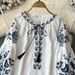 Women's Clothing Spring And Autumn Retro Ethnic Style Temperament Long-sleeved Round Neck Pullover Embroidery Loose Shirt Women's Fashionable Top_ecoleips.com