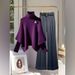 Women's Clothing Long Sleeved Knit Sweater Elegant Winter Cape Sleeve Knit Sweater Set With High Waist Pants - Flattering & Stylish Outfit For Women_ecoleips.com