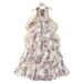 Women's Floral Halter Neck Sleeveless Dress Summer Vacation Style Tie Waist Slimming Ruffle Long Dress For Spring/Autumn_ecoleips.com