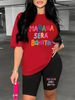 Summer Women's Casual Fashion MANANA Letter Print Loose T-shirt+shorts Two-piece Sportswear Suitable For Daily Wear-104_ecoleips.com