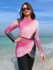 Women's Clothing Muslim Gradient Swimsuit Diving Suit Women's Tight Long-Sleeved Three-Piece Swimsuit For Formal & Casual_ecoleips.com