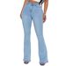 Women's High-Waisted Flared Jeans Washed Stretchy Slim Fit Cotton Denim With Pockets Casual Fashion_ecoleips.com