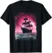 Women's T-Shirts Cool Pirate Ship Pink Art Graphic T-Shirt_ecoleips.com
