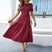 DiYun European And American Casual Resort Style Ruffle Sleeve Waist-Cinching Women's Long Dress 2025_ecoleips.com