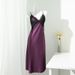 Aria Basics Aria Basics European And American Sweet Purple Women's Silk Thin Nightgown With Chest Pads, Sexy French-style Strap Nightdress,_ecoleips.com