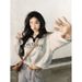 Autumn Fleece-lined Sweatshirt With Letter Print, New Women's Pullover POLO, Slim-fit, Short Style, Color-blocking,_ecoleips.com