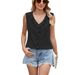 European And American Cross-Border Trade 2026 Chiffon Shirt Sleeveless V-Neck Pleated Ruffle Loose Women's Top_ecoleips.com