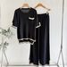 Women's Spring Summer Fashion Knitted Two Piece Set Short Sleeved Casual Temperament Foreign Trade Pants Set for Women_ecoleips.com